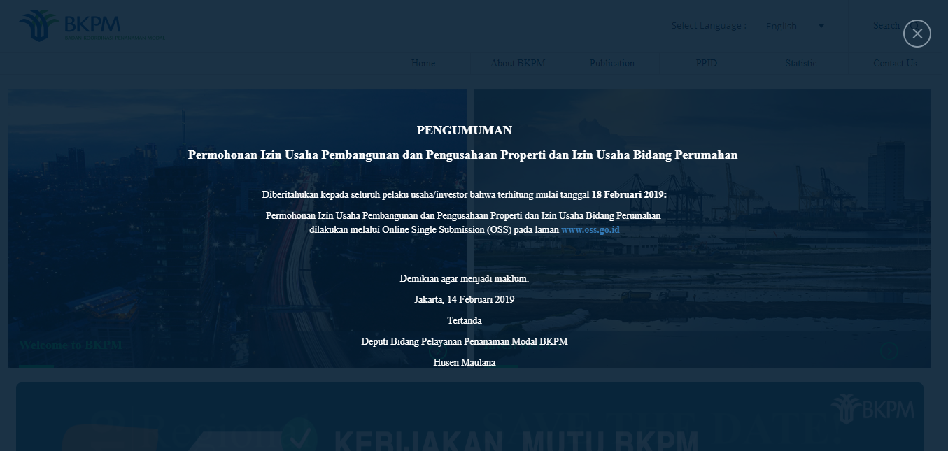 Pengumuman BKPM 14 Februari 2019