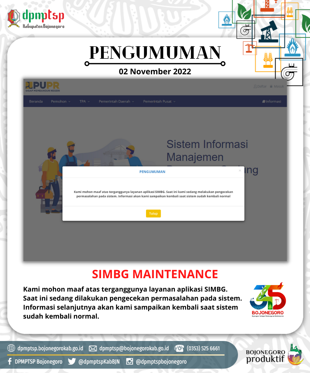 APLIKASI SIMBG SEDANG MAINTENANCE