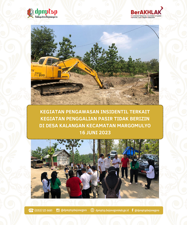 PENGAWASAN INSIDENTIL KEGIATAN PENGGALIAN PASIR TIDAK BERIZIN DI KECAMATAN MARGOMULYO