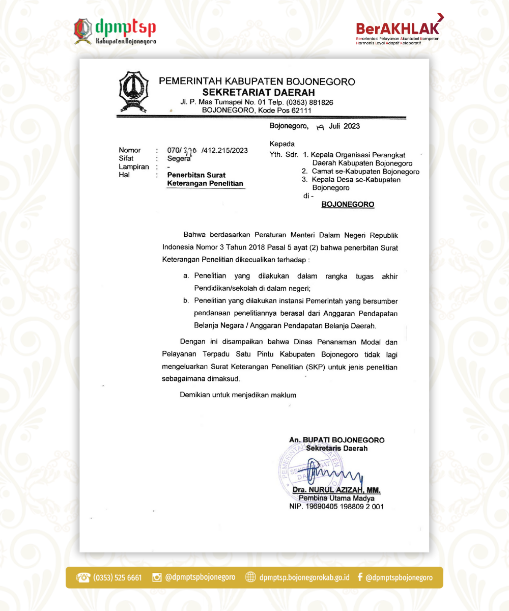 PENERBITAN SURAT KETERANGAN PENELITIAN