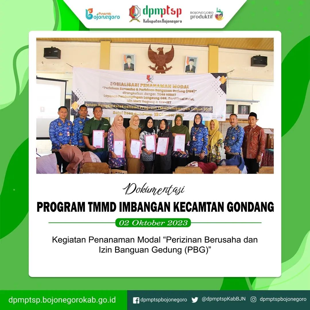 SOSIALISASI DAN PELAYANAN PERIZINAN BERUSAHA DAN PBG PADA PROGRAM TMMD IMBANGAN DI KECAMATAN GONDANG