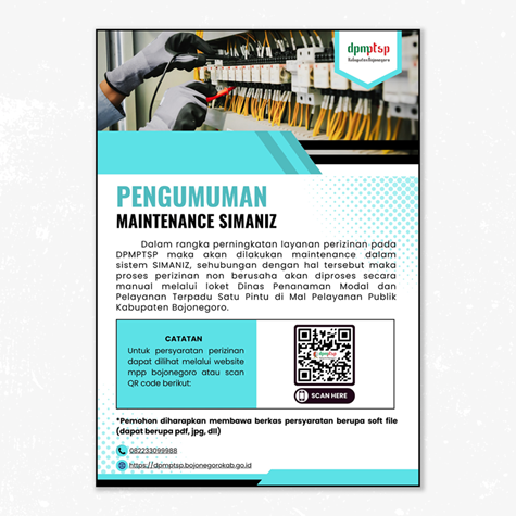 PENGUMUMAN MAINTENANCE SIMANIZ BOJONEGORO