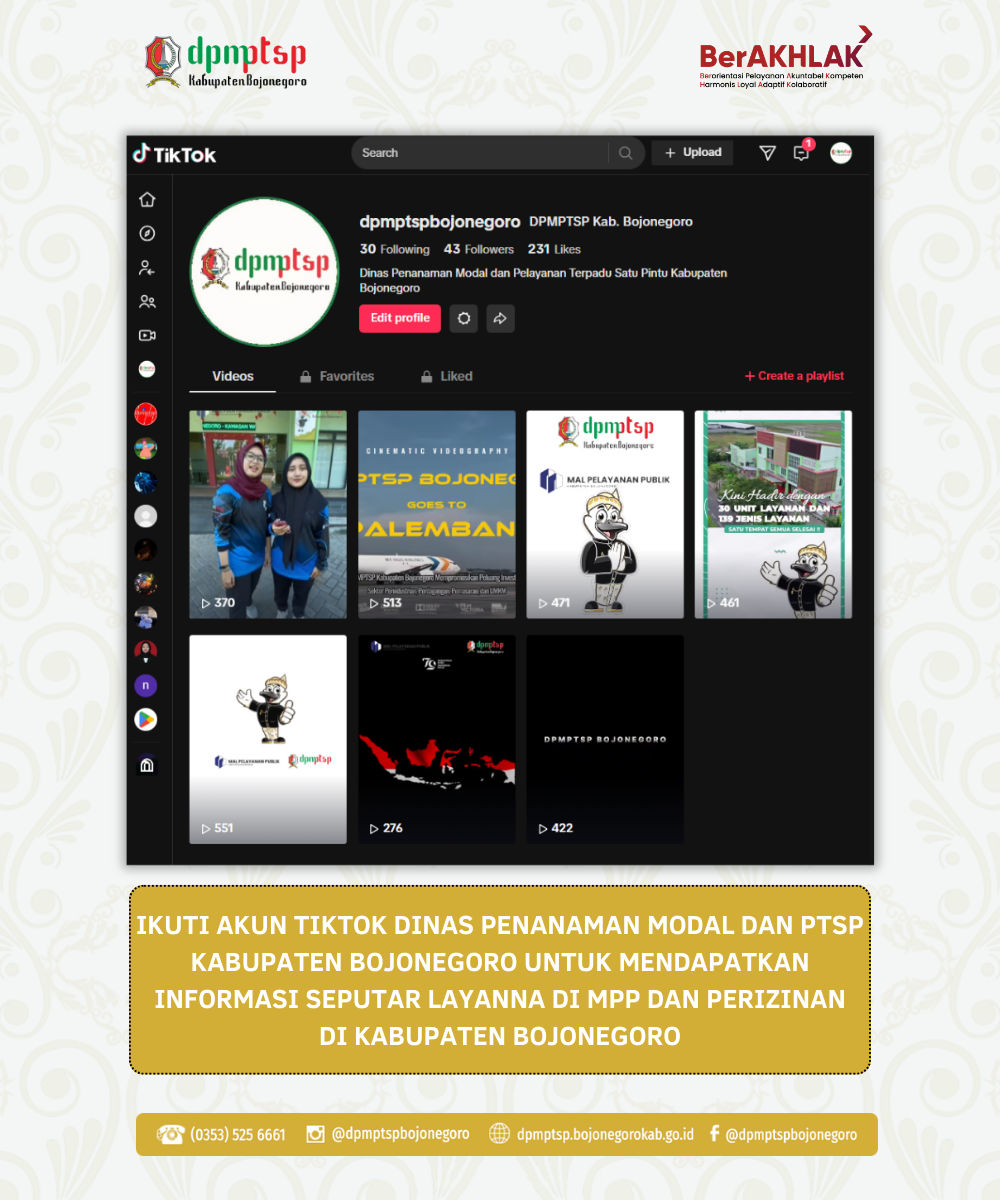 IKUTI AKUN TIKTOK DPMPTSP KABUPATEN BOJONEGORO