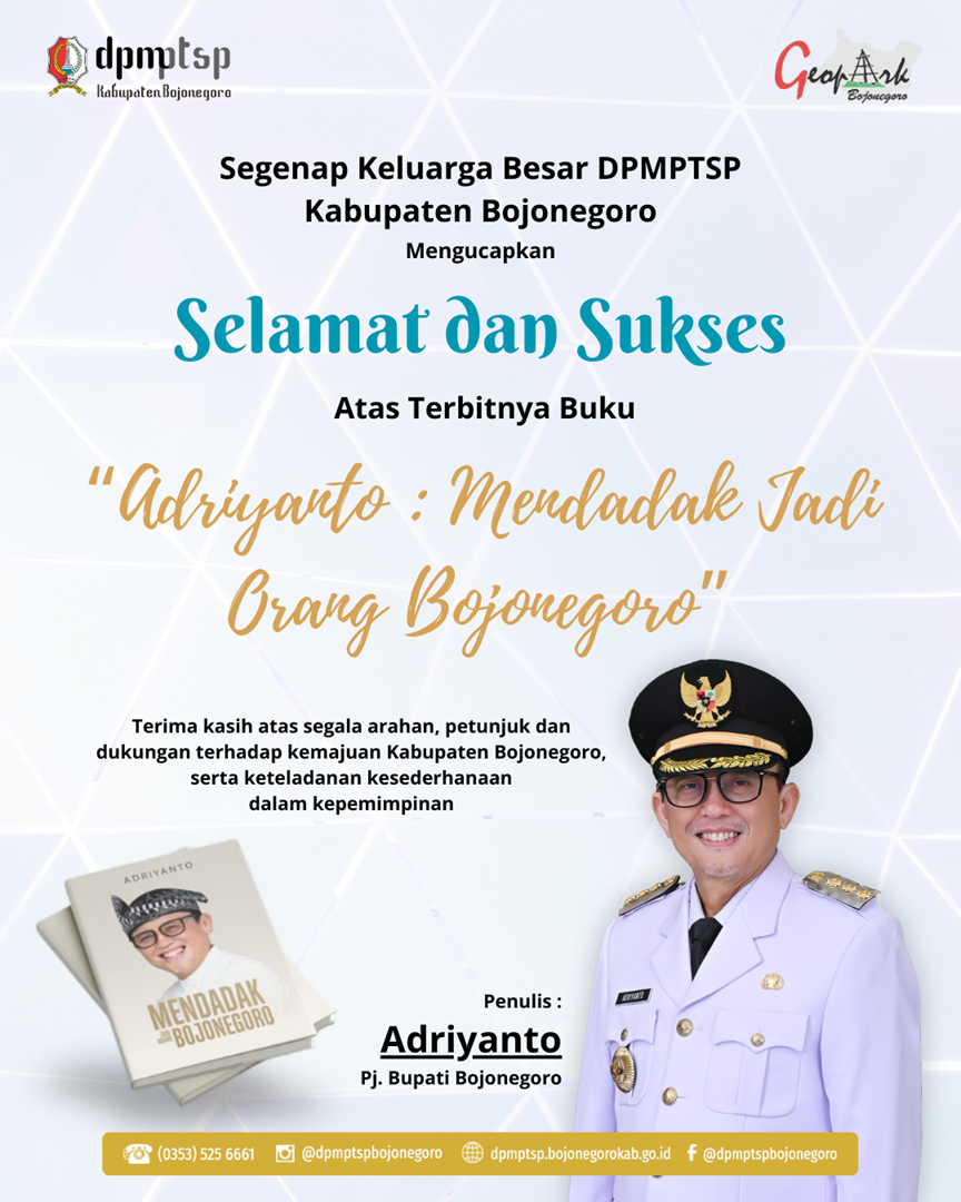 SELAMAT DAN SUKSES ATAS TERBITNYA BUKU "MENDADAK JADI ORANG BOJONEGORO"
