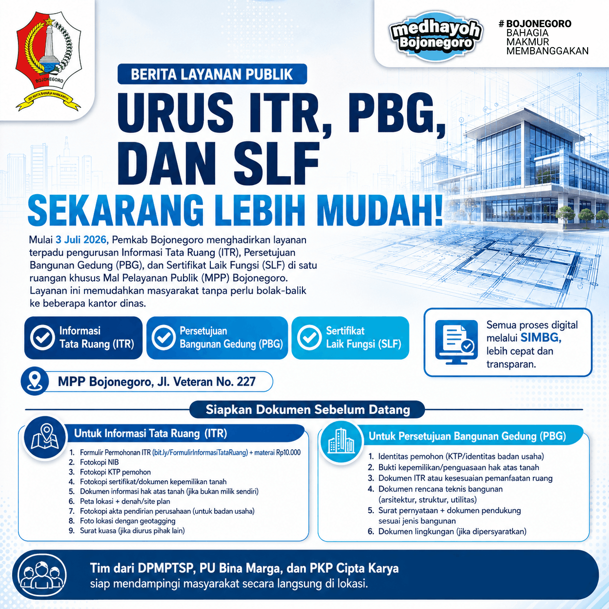 Pemerintah Kabupaten Bojonegoro Buka Layanan Terpadu ITR, PBG, dan SLF di MPP